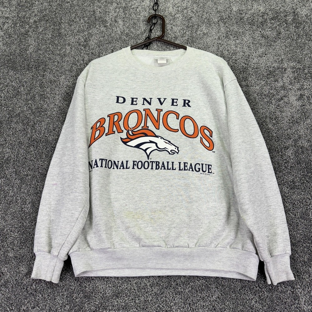 Vintage Denver Broncos Sweatshirt Mens Large Gray NFL Football CSA 90s Casual